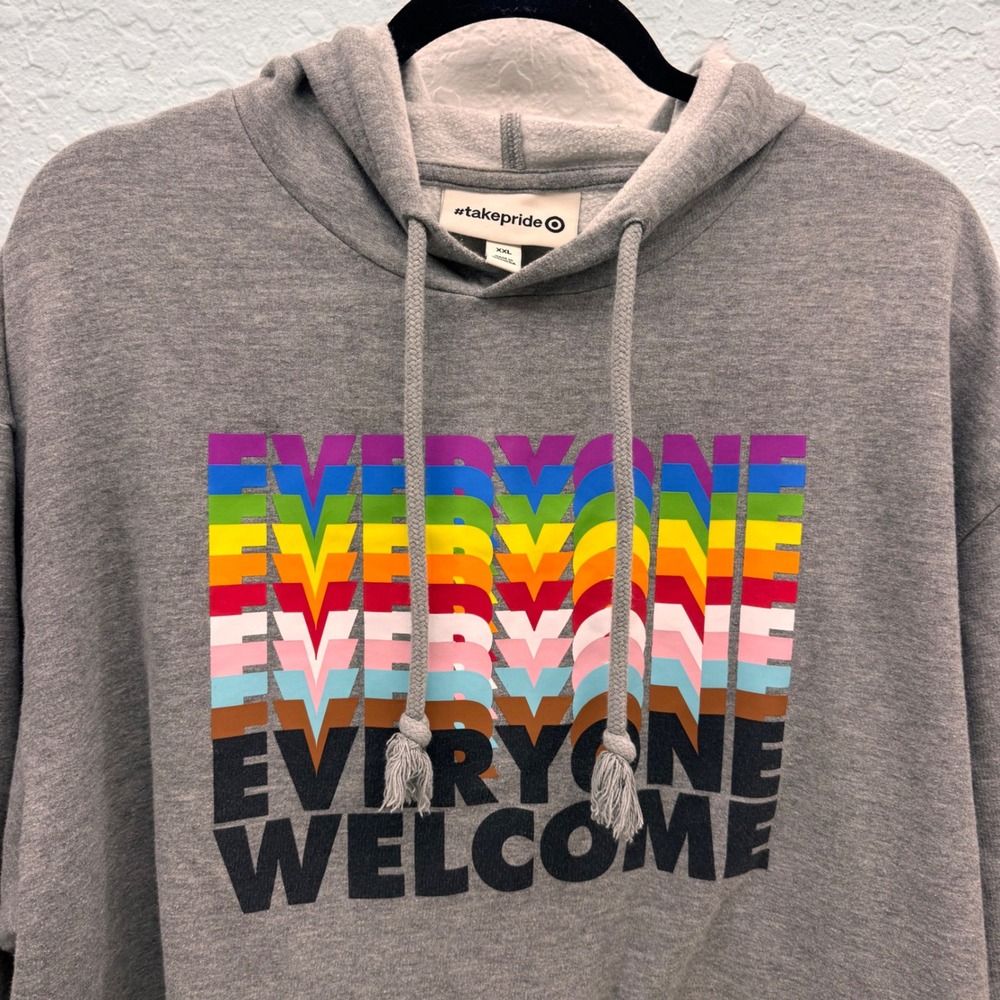 Target Take Pride Everyone Welcome Rainbow Hoodie Mens XXL Gray Pullover